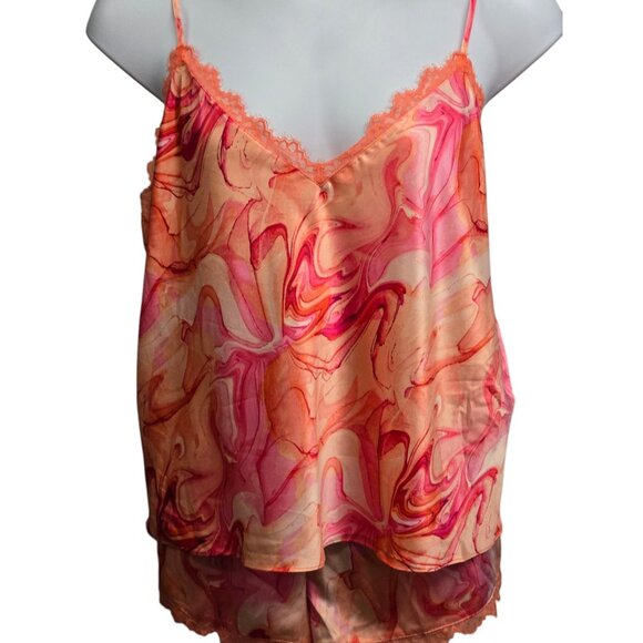 INC Womens XL Marble Multicolor 2 Piece Lace Trim Cami Shorts Pajama Set - Picture 3 of 7